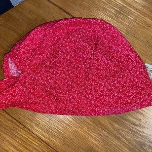 Red & white USED scrub cap.